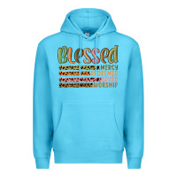 Ocean Blue retro blessed redeemed quotes Premium Hoodie - MaliasSmallBusiness