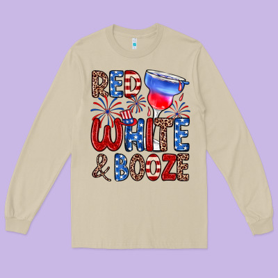 Red White And Booze Long Sleeve Tee Designed By Zillion Design Studio