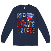 Navy red white and booze Long Sleeve Tee - Zillion Design Studio