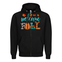 Black welcome fall Zipper Hoodie - HRA Design Shop