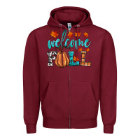 Burgundy welcome fall Zipper Hoodie - HRA Design Shop