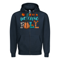 Navy welcome fall Zipper Hoodie - HRA Design Shop