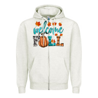 Oatmeal Heather welcome fall Zipper Hoodie - HRA Design Shop
