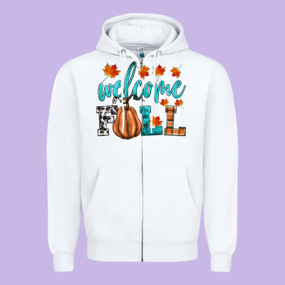 Welcome Fall Zipper Hoodie Designed By Hra Design Shop