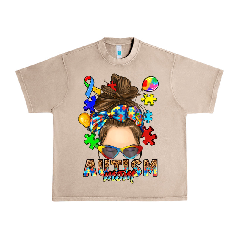 Messy Bun Autism Mom Urban Heavy Tee by RanaPortraitStore | Teevron