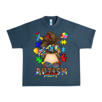 Midnight Navy messy bun autism mom Urban Heavy Tee - RanaPortraitStore