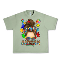 Oil Green messy bun autism mom Urban Heavy Tee - RanaPortraitStore