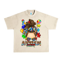 Sandshell messy bun autism mom Urban Heavy Tee - RanaPortraitStore