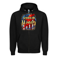 Black American honey 4th of july Zipper Hoodie - CowGirlArtShop