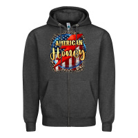 Charcoal Heather American honey 4th of july Zipper Hoodie - CowGirlArtShop