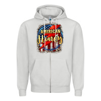 Dove Grey American honey 4th of july Zipper Hoodie - CowGirlArtShop