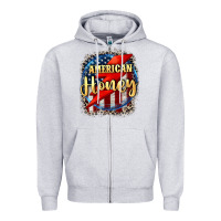 Heather Grey American honey 4th of july Zipper Hoodie - CowGirlArtShop