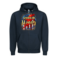Navy American honey 4th of july Zipper Hoodie - CowGirlArtShop