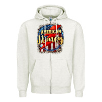Oatmeal Heather American honey 4th of july Zipper Hoodie - CowGirlArtShop