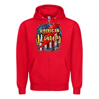 Red American honey 4th of july Zipper Hoodie - CowGirlArtShop