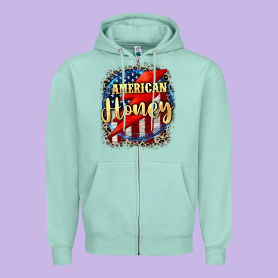 American Honey 4th Of July Zipper Hoodie Designed By Cowgirlartshop