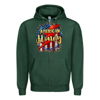 Sports Green American honey 4th of july Zipper Hoodie - CowGirlArtShop