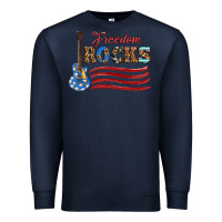 Navy freedom rocks with guitar Premium Sweatshirt - Artiststas