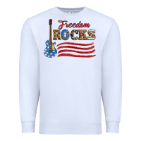 White freedom rocks with guitar Premium Sweatshirt - Artiststas