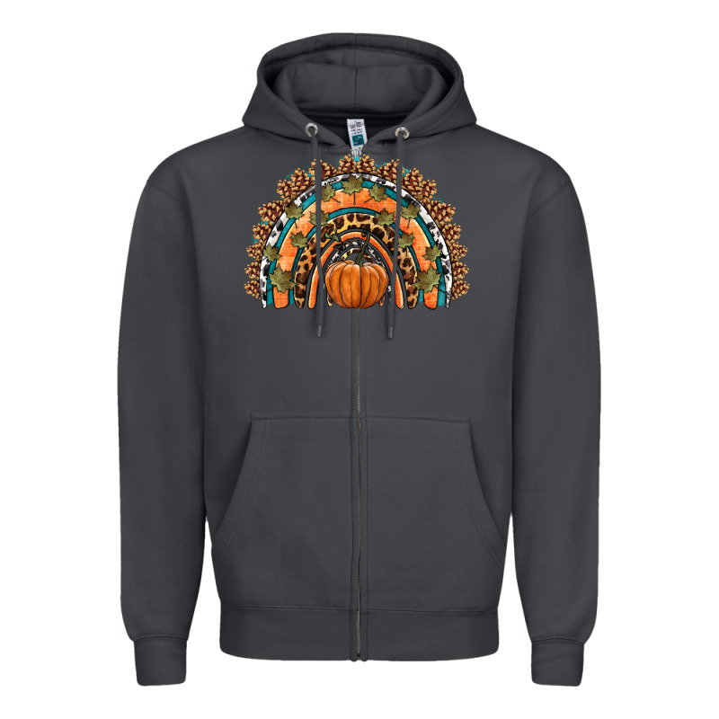 Fall Pumpkin Rainbow Zipper Hoodie by HRA Design Shop | Teevron
