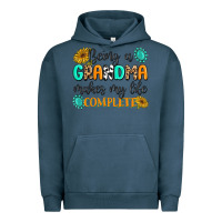 Pigment Midnight Navy Being a Grandma Makes My Life Complete Urban Hoodie - MaliasSmallBusiness