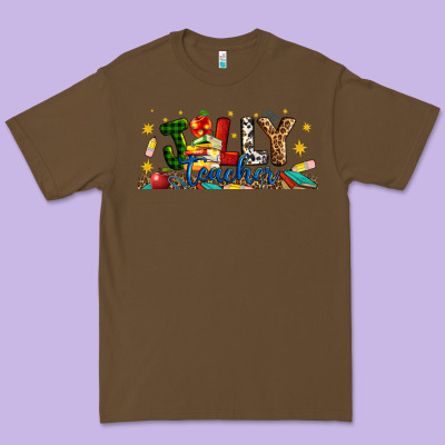 Christmas Jolly Teacher Premium Tee Designed By Artiststas