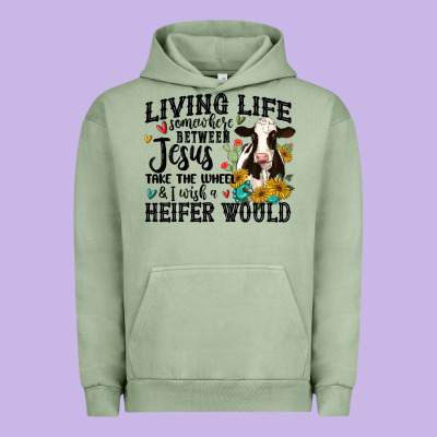 Living Life Somewhere Between Jesus Take The Wheel Urban Hoodie Designed By Maliassmallbusiness