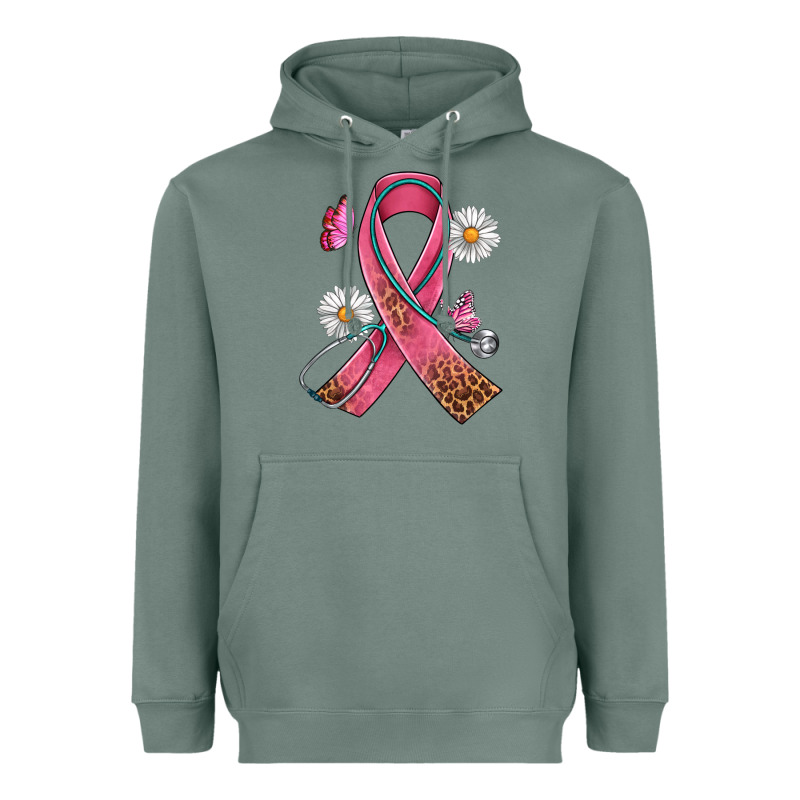 Cancer Ribbon Stethoscope Daisy Butterfly Heavyweight Hoodie by Artiststas | Teevron