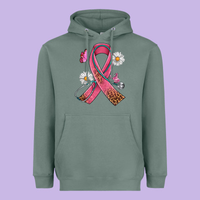 Cancer Ribbon Stethoscope Daisy Butterfly Heavyweight Hoodie Designed By Artiststas