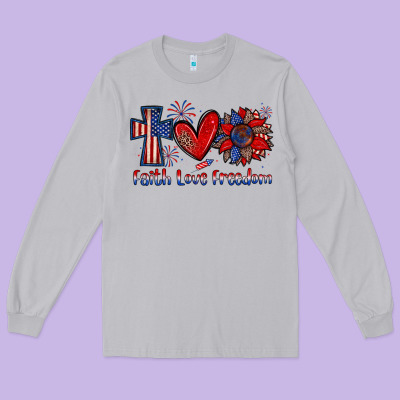Faith Love Freedom Long Sleeve Tee Designed By Zillion Design Studio