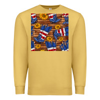 Antique Gold america western boots and sunflower seamless pattern Premium Sweatshirt - BundleAndBundleShop