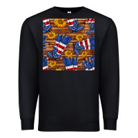 Black america western boots and sunflower seamless pattern Premium Sweatshirt - BundleAndBundleShop