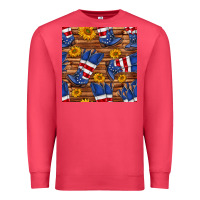 Cardinal america western boots and sunflower seamless pattern Premium Sweatshirt - BundleAndBundleShop
