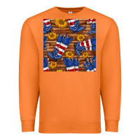 Carrot america western boots and sunflower seamless pattern Premium Sweatshirt - BundleAndBundleShop