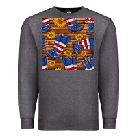Charcoal Heather america western boots and sunflower seamless pattern Premium Sweatshirt - BundleAndBundleShop