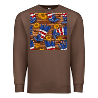 Chestnut america western boots and sunflower seamless pattern Premium Sweatshirt - BundleAndBundleShop