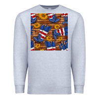 Heather Grey america western boots and sunflower seamless pattern Premium Sweatshirt - BundleAndBundleShop
