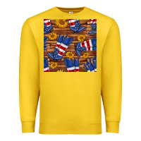 Lemon america western boots and sunflower seamless pattern Premium Sweatshirt - BundleAndBundleShop