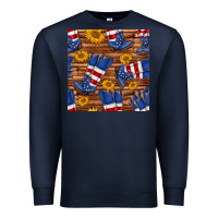 Navy america western boots and sunflower seamless pattern Premium Sweatshirt - BundleAndBundleShop