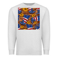 Oatmeal Heather america western boots and sunflower seamless pattern Premium Sweatshirt - BundleAndBundleShop