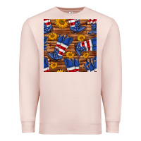 Pale Pink america western boots and sunflower seamless pattern Premium Sweatshirt - BundleAndBundleShop