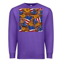 Purple america western boots and sunflower seamless pattern Premium Sweatshirt - BundleAndBundleShop