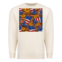 Sandshell america western boots and sunflower seamless pattern Premium Sweatshirt - BundleAndBundleShop