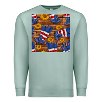 Seafoam america western boots and sunflower seamless pattern Premium Sweatshirt - BundleAndBundleShop