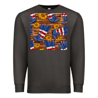 Smoke america western boots and sunflower seamless pattern Premium Sweatshirt - BundleAndBundleShop