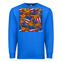 True Royal america western boots and sunflower seamless pattern Premium Sweatshirt - BundleAndBundleShop