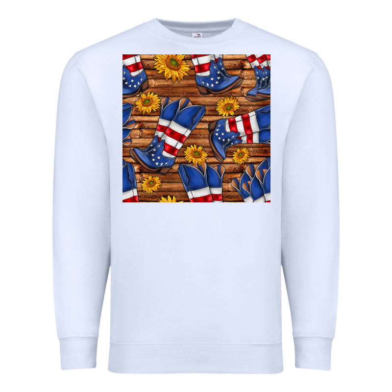 America Western Boots And Sunflower Seamless Pattern Premium Sweatshirt by BundleAndBundleShop | Teevron