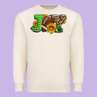 Joy With Football Ball And Sunflower Ado Premium Sweatshirt Designed By Adodesignshop