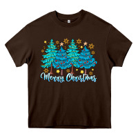 Chocolate Brown Merry Christmas Heavy Core Tee - CowhideDigitalArt