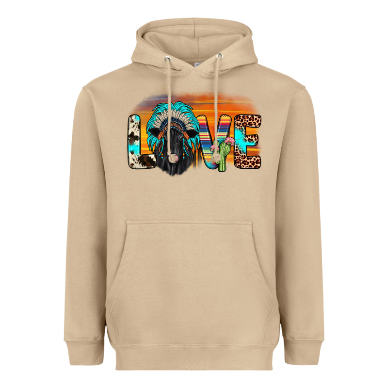 Love Black Angus Indian Headdress Heavyweight Hoodie by JahusDesignShop | Teevron